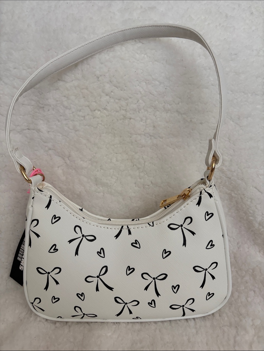 White Bow Print Shoulder Bag - Picture 3 of 8